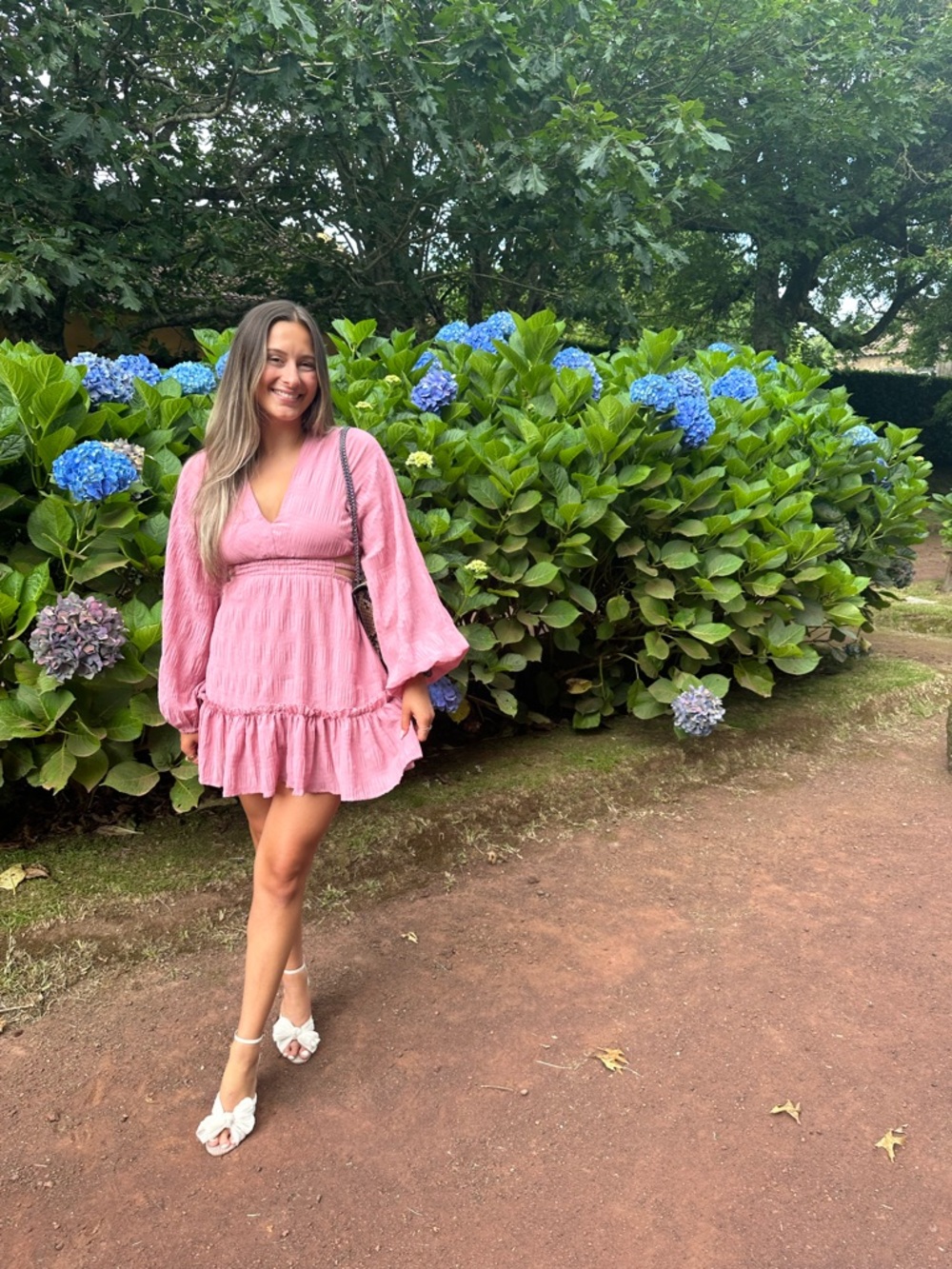 Pink Ruffle Long-Sleeve Mini Dress - Picture 3 of 7